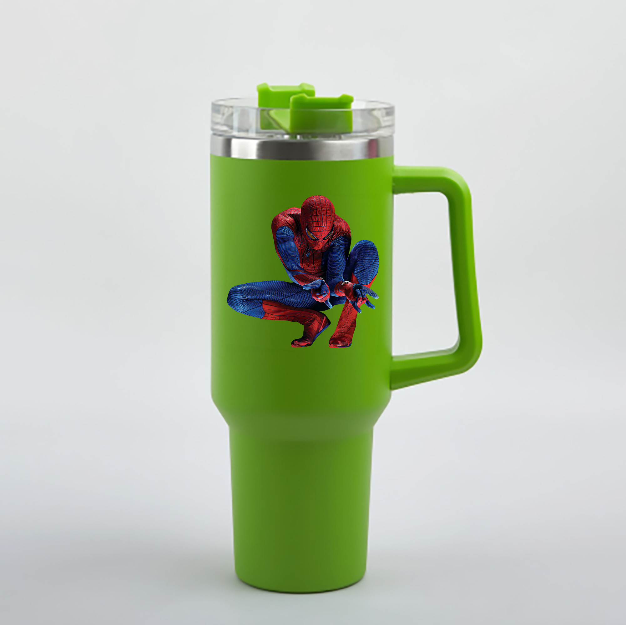（画像用） Spider Man スパイダーマン 1200mL車用タンブラー - クリスタルステッカー（プラスチックストロー付き）